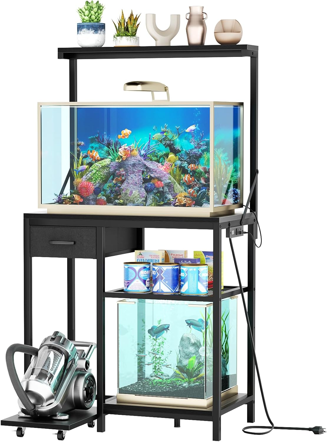 20-29G Aquarium Stand with Power Outlet & Adjustable Shelves | 400LB Capacity