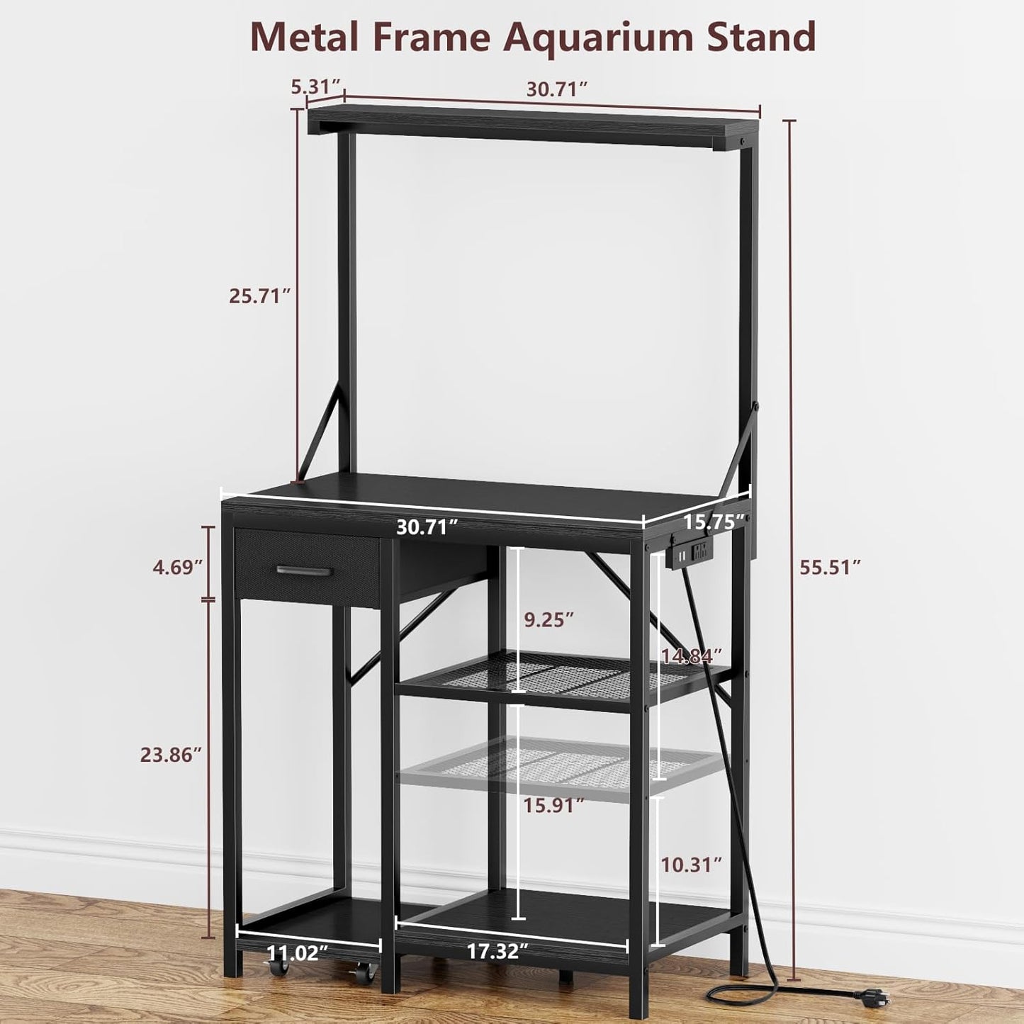 20-29G Aquarium Stand with Power Outlet & Adjustable Shelves | 400LB Capacity