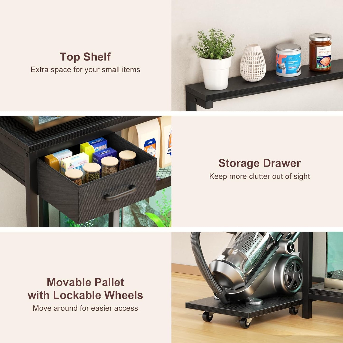 20-29G Aquarium Stand with Power Outlet & Adjustable Shelves | 400LB Capacity