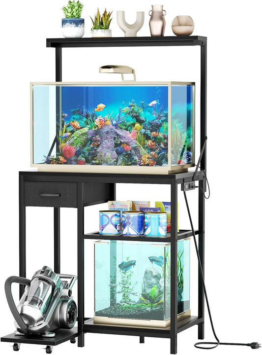 20-29G Aquarium Stand with Power Outlet & Adjustable Shelves | 400LB Capacity