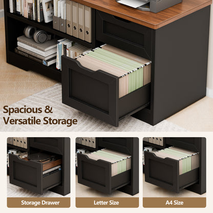 Korfile
 55"
 L
 Standing
 Desk
 with
 Storage
 Drawers,
 Memory
 Preset,
 Outlets