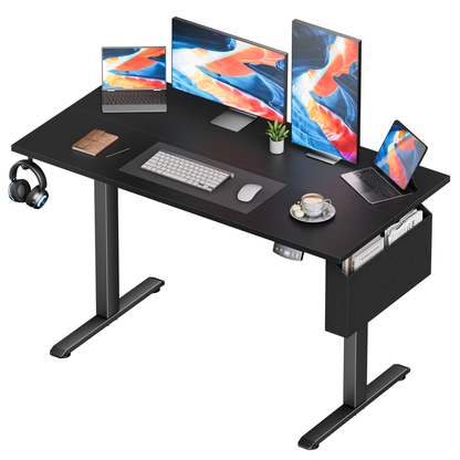Electric Standing Desk, Sit to Stand Up Computer Desk with Storage Bag, Black