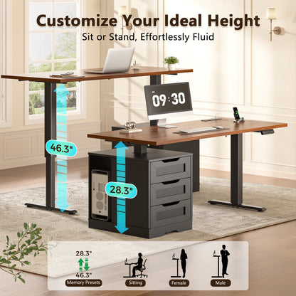 Korfile
 55"
 Standing
 Desk
 with
 Storage
 Drawers,
 Memory
 Presets,
 Outlets